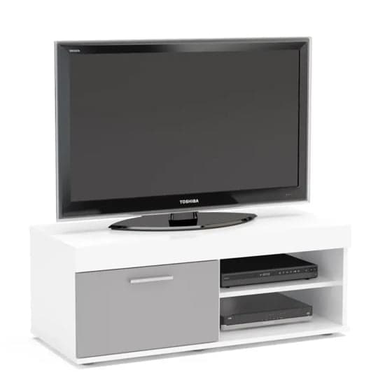 Edged High Gloss TV Stand Small In Grey And White_2
