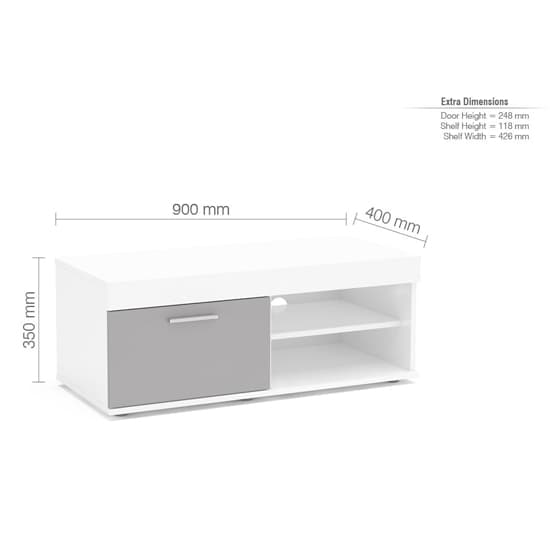 Edged High Gloss TV Stand Small In Grey And White_4