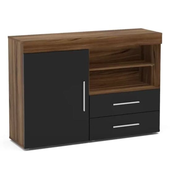 Edged Wooden Sideboard In Walnut And Black High Gloss_2