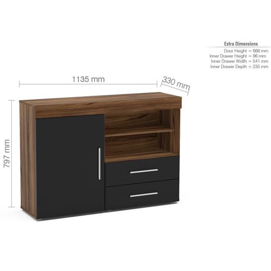 Edged Wooden Sideboard In Walnut And Black High Gloss_4