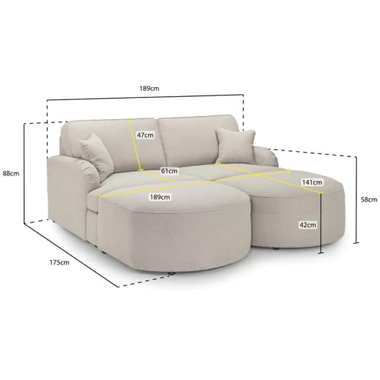Ernie Fabric 3 Seater Sofa Bed In Beige_6