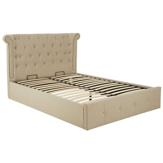 Cujam Fabric Storage Ottoman Double Bed In Beige_2