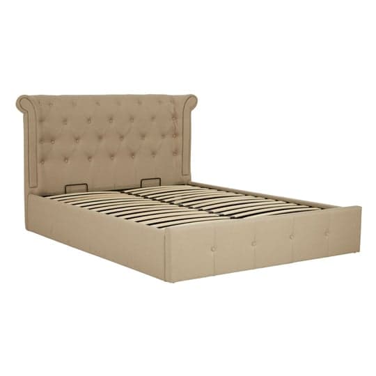 Cujam Fabric Storage Ottoman King Size Bed In Beige_2