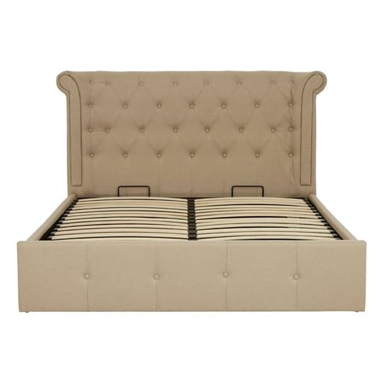 Cujam Fabric Storage Ottoman King Size Bed In Beige_1