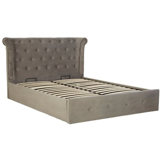 Cujam Velvet Storage Ottoman King Size Bed In Grey_2
