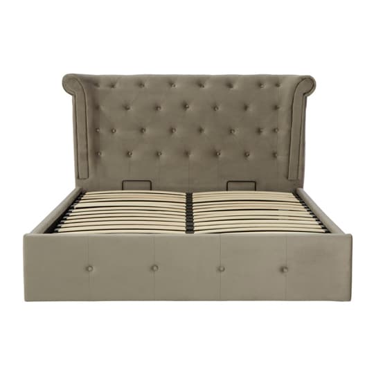 Cujam Velvet Storage Ottoman King Size Bed In Grey Furniture in Fashion