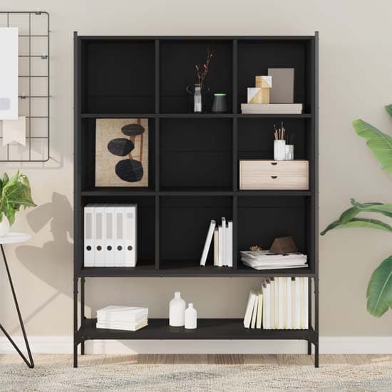 Edisto Wooden Bookcase With 9 Shelves In Black_2