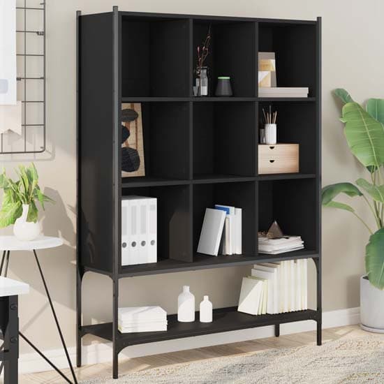 Edisto Wooden Bookcase With 9 Shelves In Black_1