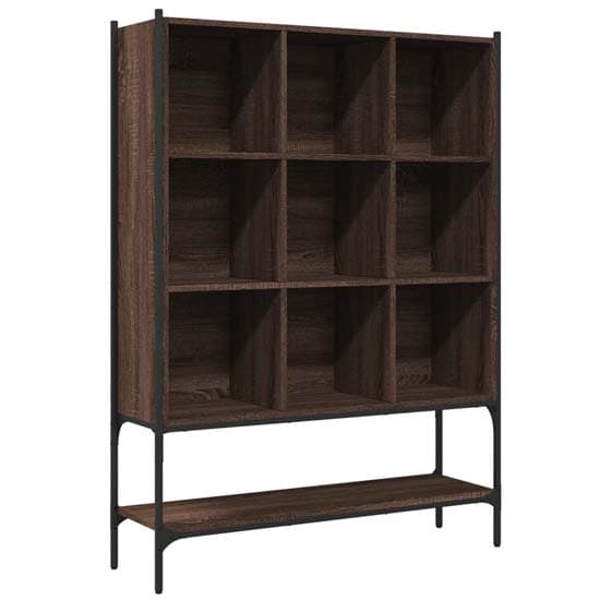 Edisto Wooden Bookcase With 9 Shelves In Brown Oak_3