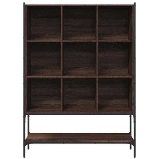 Edisto Wooden Bookcase With 9 Shelves In Brown Oak_4