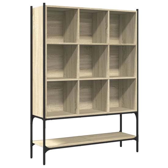 Edisto Wooden Bookcase With 9 Shelves In Sonoma Oak_3