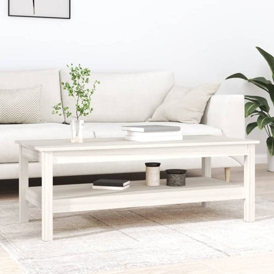 Edita Pine Wood Coffee Table With Undershelf In White_1