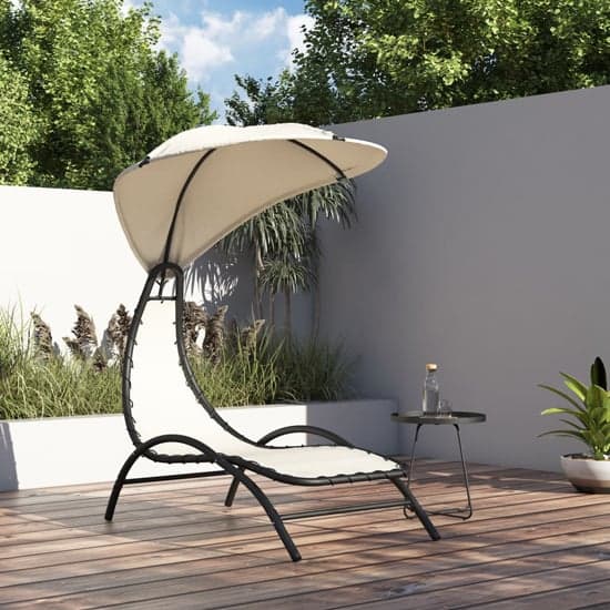 Ediva Steel Sun Lounger With Cream Fabric Canopy_1