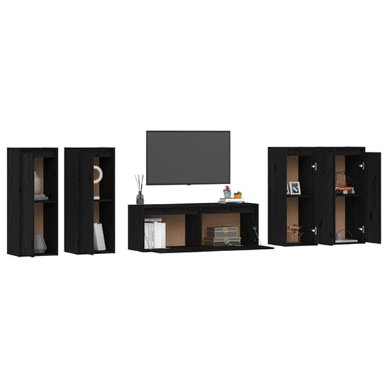 Edsel Solid Pinewood Entertainment Unit In Black_4