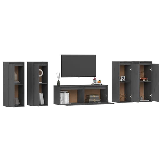Edsel Solid Pinewood Entertainment Unit In Grey_4