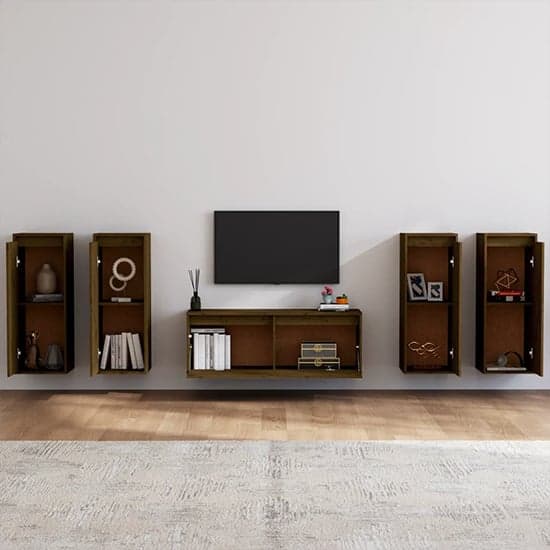 Edsel Solid Pinewood Entertainment Unit In Honey Brown_2