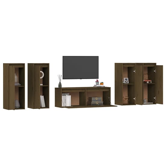 Edsel Solid Pinewood Entertainment Unit In Honey Brown_4