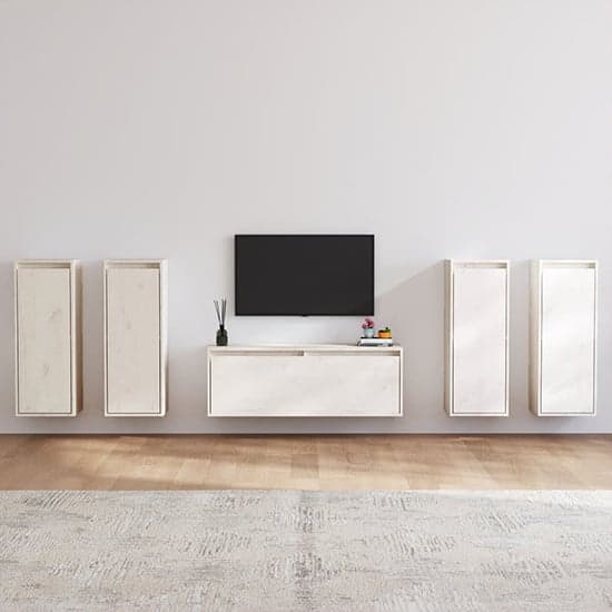 Edsel Solid Pinewood Entertainment Unit In White_1