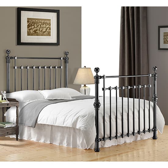Edward Metal King Size Bed In Black Nickel Furniture in Fashion