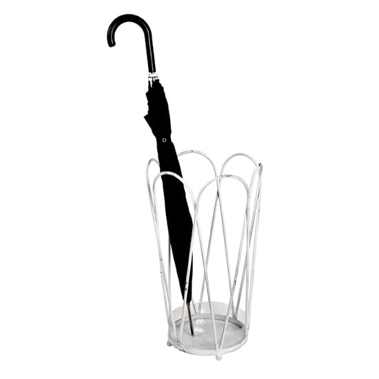 Ehrenberg Round Metal Umbrella Stand In Antique White Furniture in