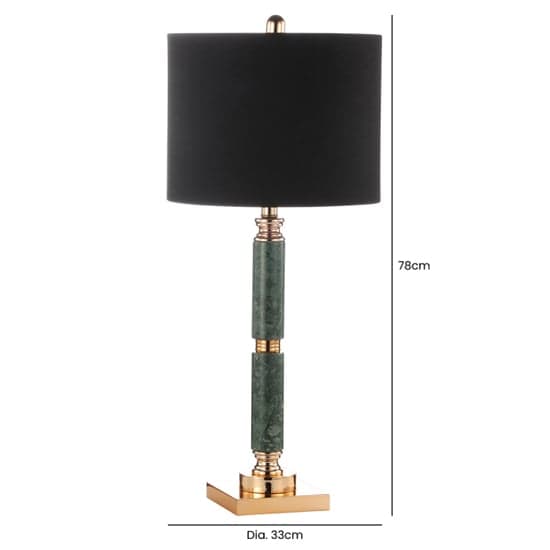 Eilat Black Linen Shade Table Lamp With Green Marble Base_2