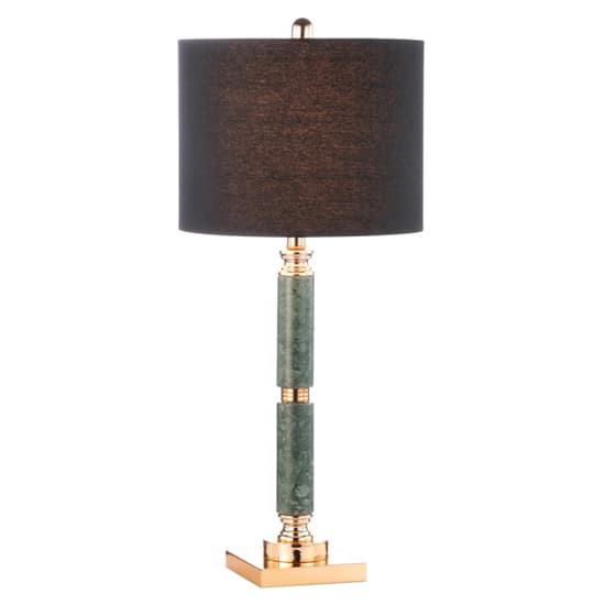 Eilat Black Linen Shade Table Lamp With Green Marble Base_3