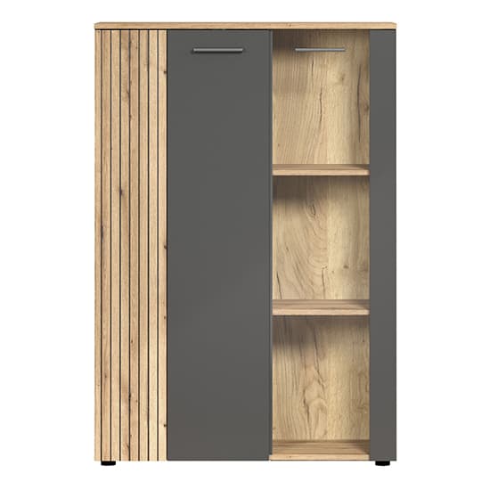 Eilat Wooden Highboard In Anthracite And Evoke Oak With LED_7