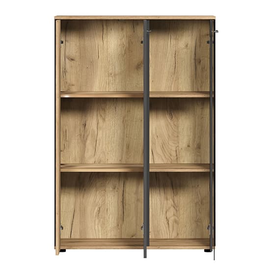 Eilat Wooden Highboard In Anthracite And Evoke Oak With LED_8