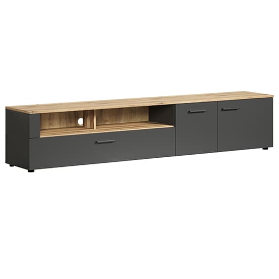 Eilat Wooden TV Stand In Anthracite And Evoke Oak With LED_6