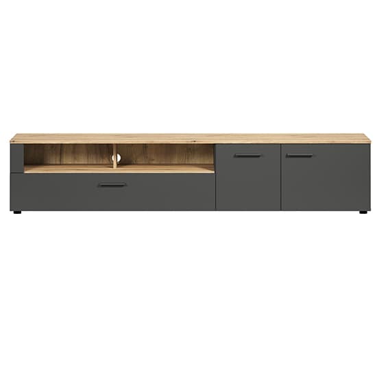 Eilat Wooden TV Stand In Anthracite And Evoke Oak With LED_7