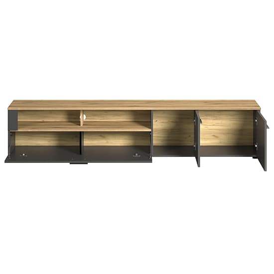 Eilat Wooden TV Stand In Anthracite And Evoke Oak With LED_8