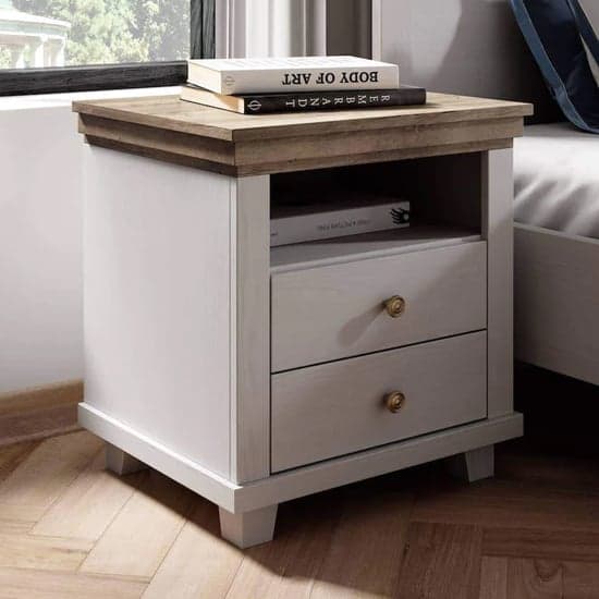 Eilat Wooden Bedside Cabinet With 2 Drawers In Abisko Ash_1