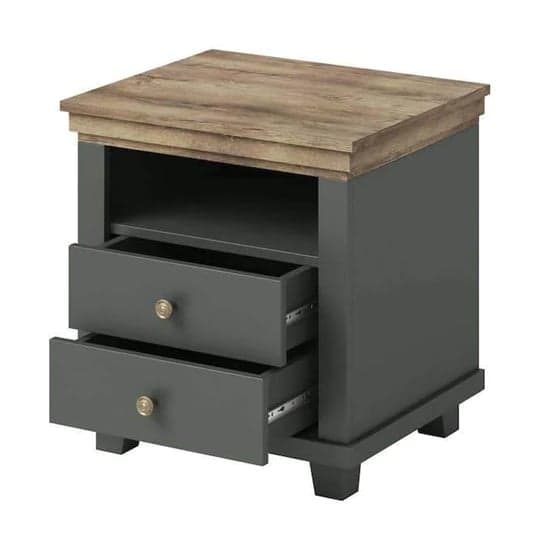 Eilat Wooden Bedside Cabinet With 2 Drawers In Green_3