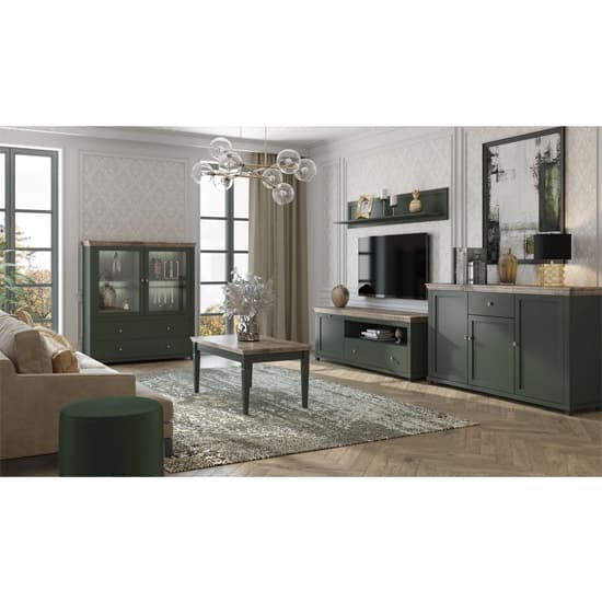 Eilat Wooden Display Cabinet 2 Doors In Green With LED_4