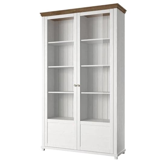 Eilat Wooden Display Cabinet Tall 2 Doors In Abisko Ash With LED_2