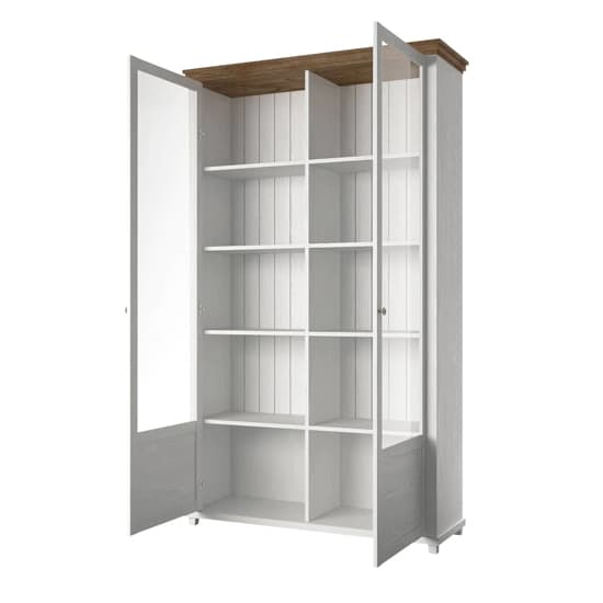 Eilat Wooden Display Cabinet Tall 2 Doors In Abisko Ash With LED_3