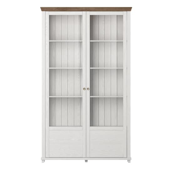 Eilat Wooden Display Cabinet Tall 2 Doors In Abisko Ash With LED_4