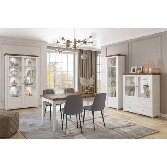 Eilat Wooden Display Cabinet Tall 2 Doors In Abisko Ash With LED_5