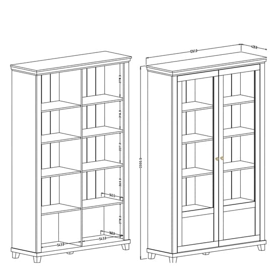 Eilat Wooden Display Cabinet Tall 2 Doors In Abisko Ash With LED_7