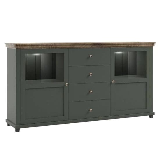 Eilat Wooden Sideboard 2 Doors 4 Drawers In Green With LED_2
