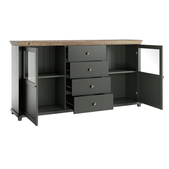 Eilat Wooden Sideboard 2 Doors 4 Drawers In Green With LED_3