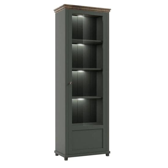 Eilat Wooden Tall Display Cabinet Right In Green And LED_2