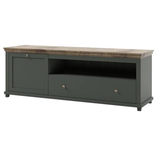 Eilat Wooden TV Stand 1 Door 1 Drawer In Green With LED_2