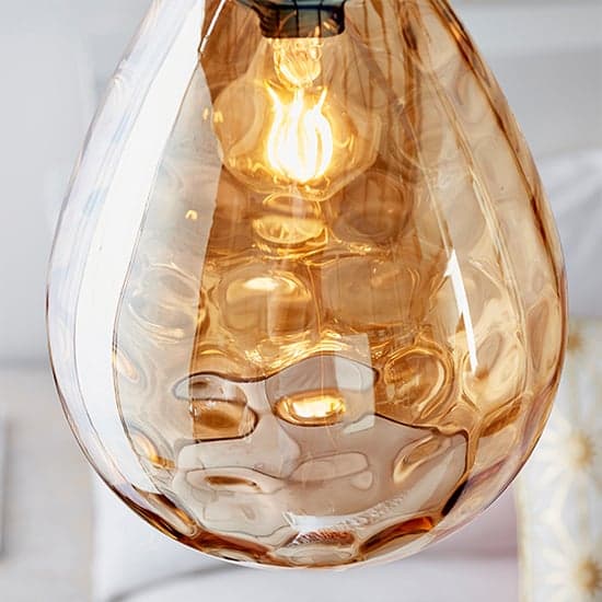 Eileen Glass Ceiling Pendant Light In Cognac Ripple_3