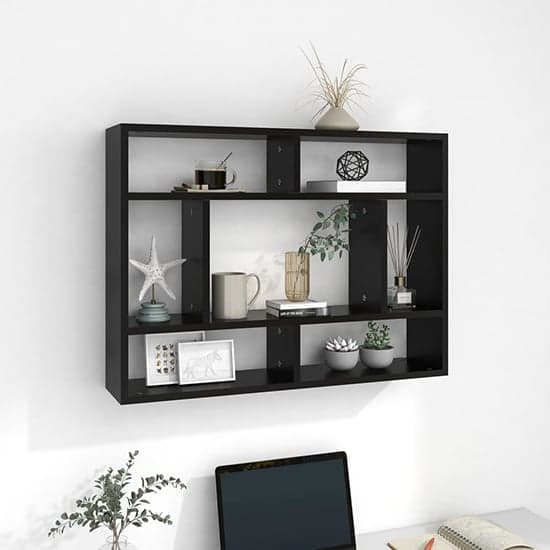 Eissa Rectangular Wooden Wall Shelf In Black_1