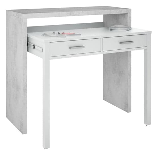 Elaina Pull Out Wooden Laptop Desk In White And Concrete_1