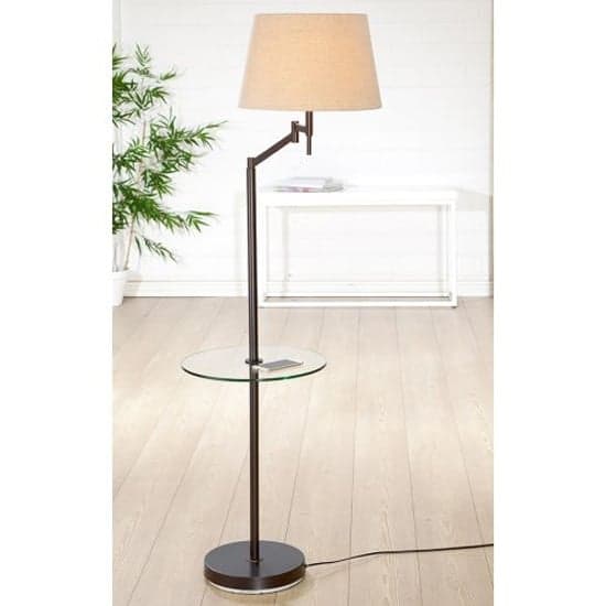 Elastico Floor Lamp In Brown And Beige With Glass Stand_1