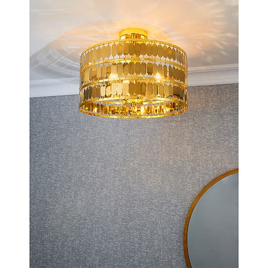 Eldora 3 Lights Flush Ceiling Light In Gold_3