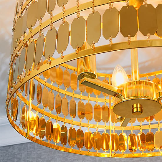 Eldora 3 Lights Flush Ceiling Light In Gold_4