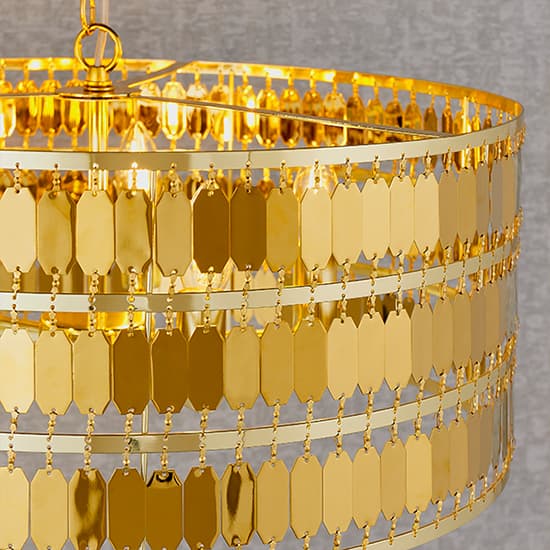 Eldora 5 Lights Ceiling Pendant Light In Gold_5